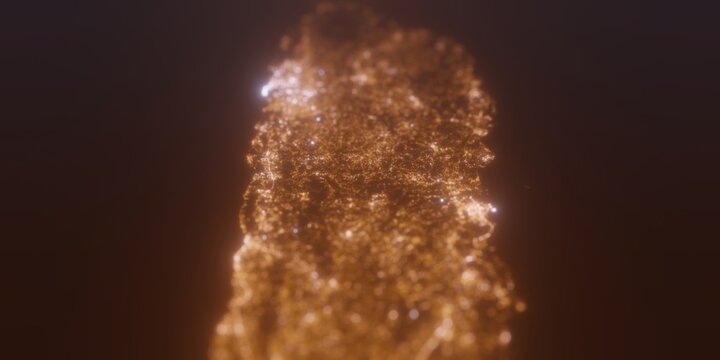 Street lights map of Puerto Rico with tilt-shift effect, view from west. Imitation of macro shot with blurred background. 3d render, selective focus