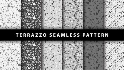 Set of terrazzo seamless patterns. Terrazzo floor pattern. Terrazzo seamless pattern. Collection of terrazzo pattern