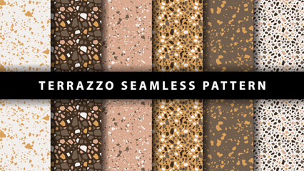 Set of terrazzo seamless patterns. Terrazzo floor pattern. Terrazzo seamless pattern. Collection of terrazzo pattern