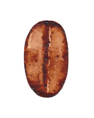 watercolor illustration in the technique of coffee painting with texture, coffee beans for decoration, design and packaging