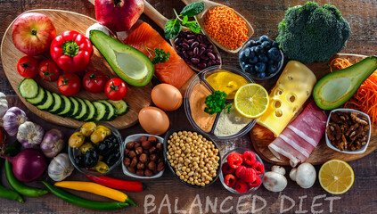 Ingredients of healthy diet that maintains overall health status