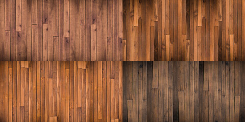 Set of dark wooden wall with nature pattern for background. brown plank background
