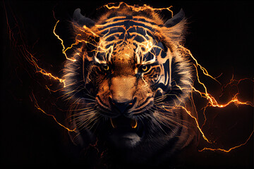 lightning tiger portrait 