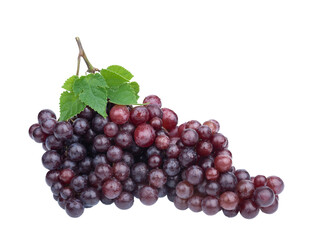 Bunch of fresh red grape fruit with green leaf . fruit high vitamin C. on transparent.
