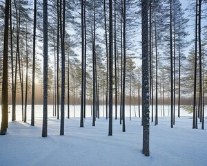 A beautiful snow-covered forest created by generative ai.