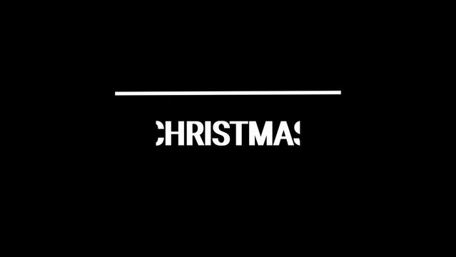 Christmas title reveal animation. Text design animation. Isolated on black background