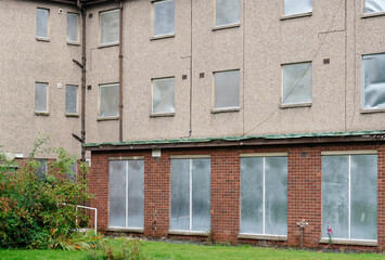 Derelict empty poor housing scheme in Govan Glasgow