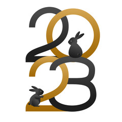 숫자와 토끼로 장식된 2023년 새해 연하장  © moore moore