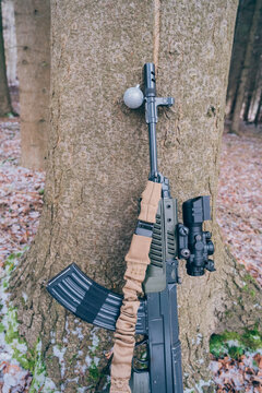 Christmas at war. Soldier at Christmas at the front.