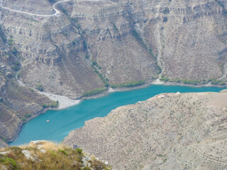 beautiful view of the mountain river in the canyon