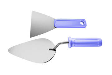 Trowel and spatula with purple plastic handle 3d.
