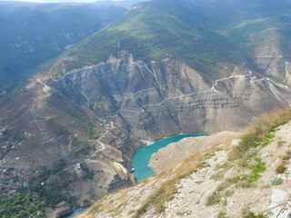 beautiful view of the mountain river in the canyon