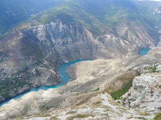 beautiful view of the mountain river in the canyon