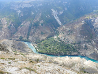 beautiful view of the mountain river in the canyon