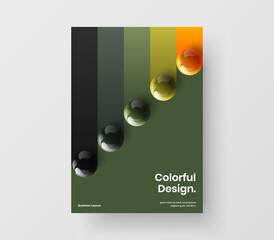 Minimalistic corporate brochure A4 design vector template. Fresh realistic balls catalog cover illustration.