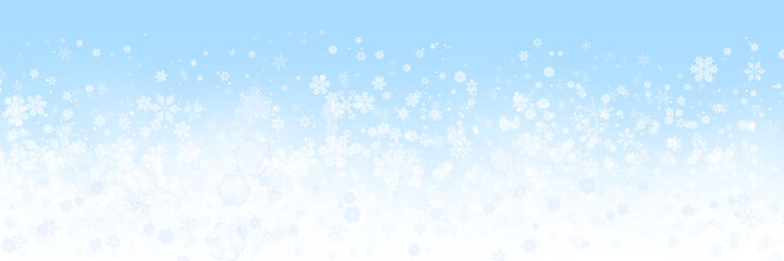 Naklejka na ściany i meble 雪の結晶舞い散る水色のグラデーション3：1　淡雪