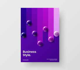 Creative 3D balls front page layout. Amazing company brochure A4 design vector concept.