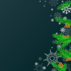 Naklejka na ściany i meble Winter Christmas holiday decoration dark backdrop