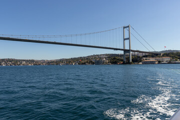 Istanbul, Turkey - 26 September 2021 - A tour of the Bosphorus in the morning