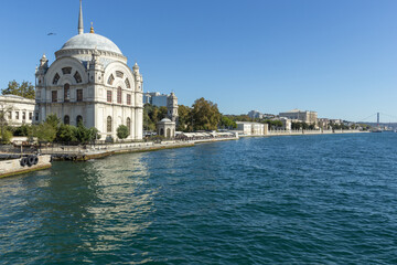 Fototapeta na wymiar Istanbul, Turkey - 26 September 2021 - A tour of the Bosphorus in the morning