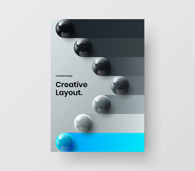 Multicolored realistic spheres annual report concept. Creative catalog cover A4 design vector template.