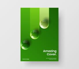 Minimalistic book cover A4 design vector layout. Fresh 3D spheres presentation template.