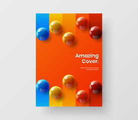 Isolated 3D balls corporate brochure layout. Minimalistic journal cover A4 vector design concept.