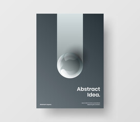Bright 3D spheres leaflet layout. Colorful flyer A4 design vector concept.