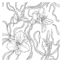 Seamless pattern with lily flowers. Repeating texture. Figure for textiles.