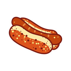 Hotdog. Vector isolated flat illustration fast food for poster, menus, brochure, web and icon fastfood.