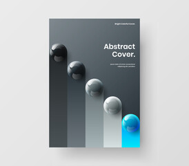 Original presentation vector design template. Bright realistic balls corporate brochure illustration.