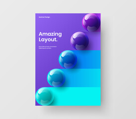 Isolated journal cover A4 vector design concept. Amazing 3D balls corporate identity illustration.