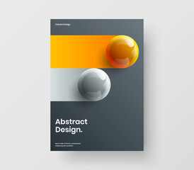 Modern realistic spheres journal cover concept. Isolated banner A4 vector design layout.