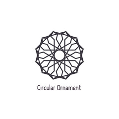 Mosaic arabic linear ornament. Vector geometric circular emblem for ornamental design or logos