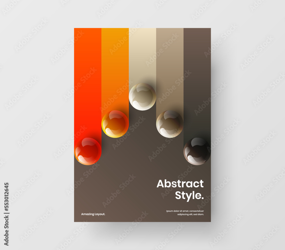 Canvas Prints multicolored 3d spheres leaflet illustration. clean magazine cover a4 design vector layout.