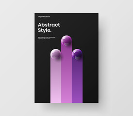 Geometric 3D spheres handbill template. Unique corporate brochure A4 vector design concept.