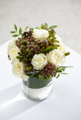 bouquet of roses on the table