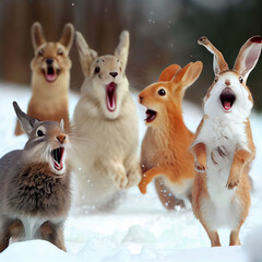 Naklejka premium Excited Christmas Animals