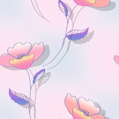 Floral digital seamless pattern. Apply for fabric design, textile, wallpaper, packaging, wallpaper.