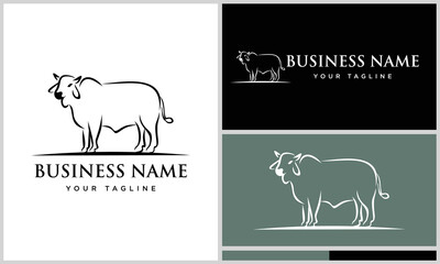 Fototapeta premium line art cattle logo template