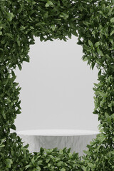 Empty podium Blank product shelf standing backdrop.