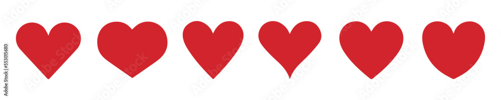 Poster set of various simple red vector heart icons. vector icon.