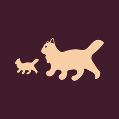 Two cat animal logo design . icon logo . silhouette logo 
