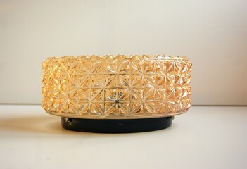 Mid century ceiling lamp in structured glass. 1960s. 