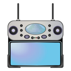 Delivery copter remote controller in realistic style. Modern autonomous drone for drone order delivery.