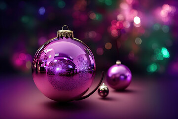 Fototapeta premium Purple Christmas decoration. AI generated.