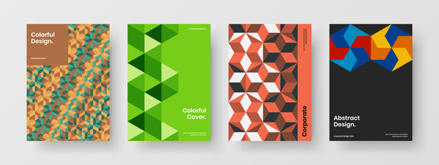 Fototapeta premium Creative journal cover A4 vector design layout composition. Vivid mosaic pattern poster concept bundle.