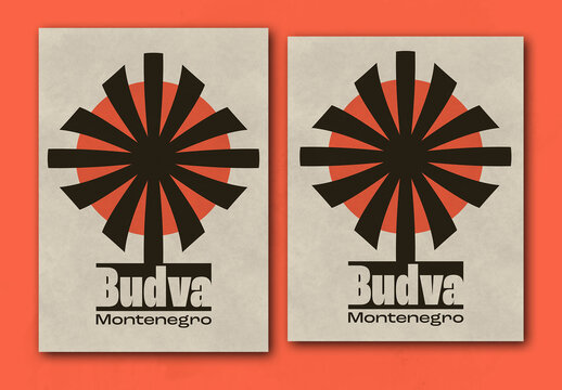 Minimalist Poster Layout with Geometric Flat Elements