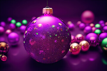 Fototapeta premium Purple Christmas decoration. AI generated.