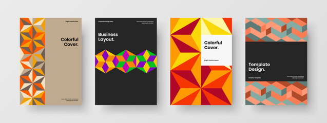 Simple geometric hexagons banner concept set. Clean presentation design vector template collection.